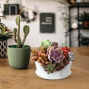 UsRHHA Resin Plastic Flower Pot With Base, 15cm Imitation Ceramic Decorative Pot Small Planter For Balcony Potted Plants