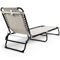 thumbnail image 4 of Patiojoy Chaise Longue de Patio Pliante Réglable pour Bronzage et Camping avec Oreiller Gris, 4 of 5