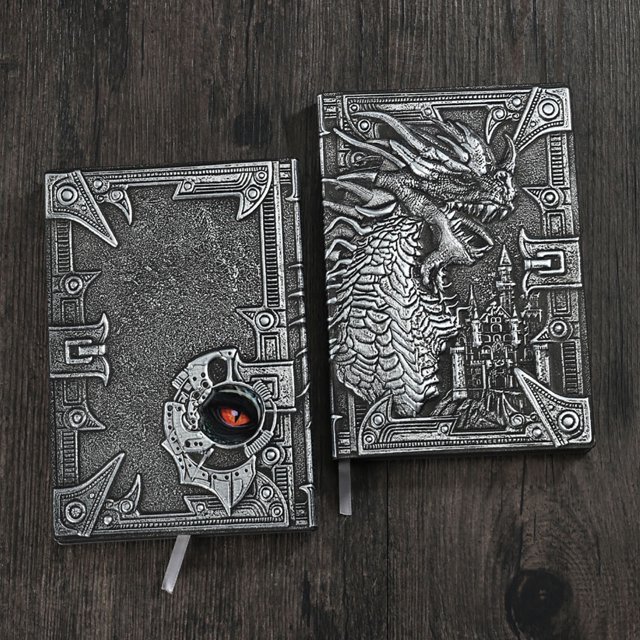 EGNMCR Diary NoteBook Notebooks for Work Retro Embossed Evil Dragon Notebook Dinosaur European Notepad Stereoscopic 100 Pages embossed notebook