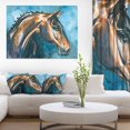 thumbnail image 3 of Design Art Cheval Brun Sur Bleu Aquarelle Art Sur Toile, 3 of 3