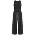 thumbnail image 3 of Moggemol Kids Girls Ruffled Chiffon Pageant Banquet Rompers Summer Sleeveless Wide Leg Pants Jumpsuit Playsuit Black 16, 3 of 4