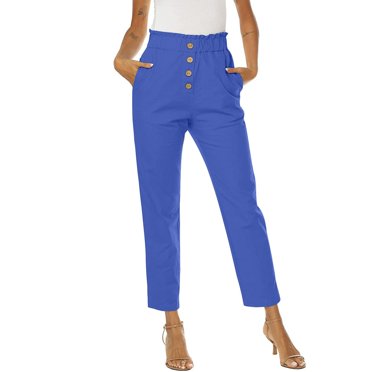 Full Length Pants Women‘s Casual Overalls Fashion Ladies Summer Casual Loose Cotton And Linen Pocket Solid Trousers Pants Female Cargo Capri Pant