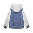 thumbnail image 2 of KIDSCOOL SPACE Little Boy Grey Hooded Elastic Sleeves Jean Jacket Coat,7-8 Years, 2 of 7