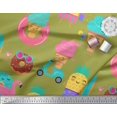 thumbnail image 2 of Soimoi Green Georgette Viscose Fabric Beech & Fun Party Print Fabric by the Yard 42 Inch Wide, 2 of 5