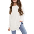 thumbnail image 1 of Girls Fall Shirts & Blouses Children Long Sleeve Crew Neck Loose Solid Color White Going Out Fall Tops for 7-8 Years, 1 of 8