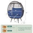 thumbnail image 3 of Gymax Patio Rattan Wicker Lounge Chair Oversized Outdoor Metal Frame Egg Chair w/ 4 Cushions Navy, 3 of 9