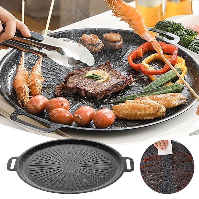 Product Classification Baking Trays & Trays – Non Stick Round Pan for Even Heating Multifunction Korean Grill Plate for Home Kitchen Camping and Travel Grill and Fry Pan