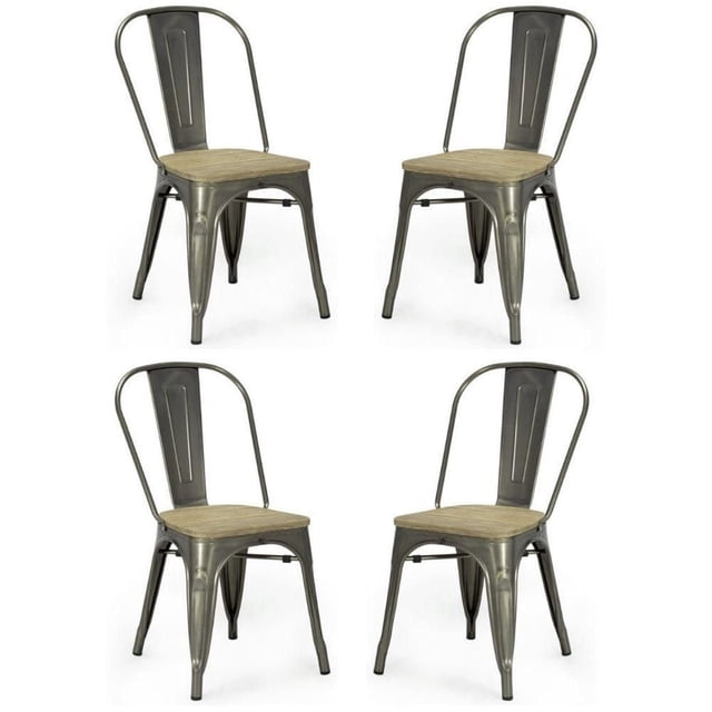 Chaise de salle à manger Tolix Roch en métal, ensemble de 4 chaises en métal