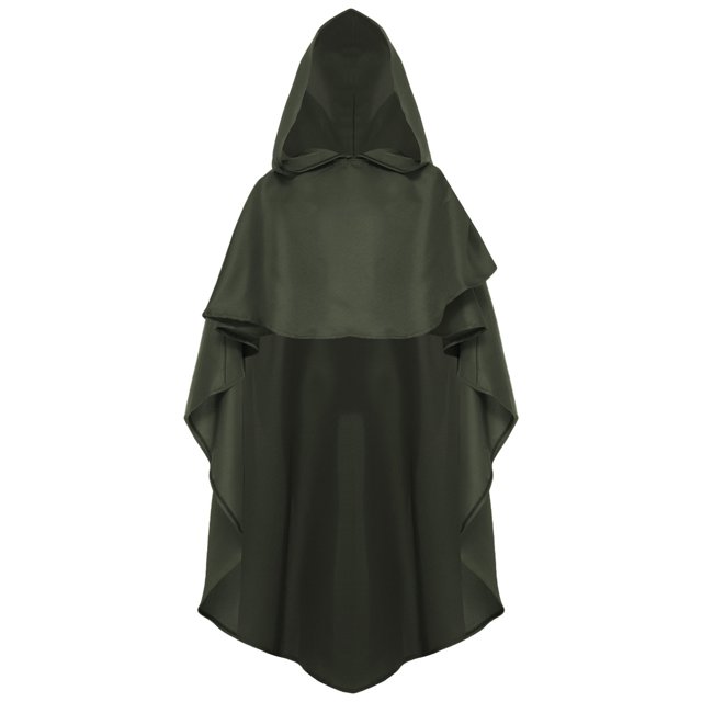 Fldy Cape Renaissance à Capuche pour Enfants, Cape de Sorcière avec Capuche, Tenue de Chevalier Médiévale, Capelets Gothiques Verts G/成人S