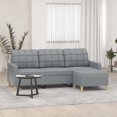 thumbnail image 1 of vidaXL Adult 3-Seater Sofa with Footstool, Light Grey Fabric, 180 cm, 1 of 6