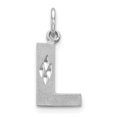 thumbnail image 1 of 14K White Gold Solid Satin Diamond Cut Initial L Charm, 1 of 2