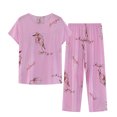 thumbnail image 1 of Penkiiy Ensemble Deux Pièces d'Été pour Femme, Ensemble de Pyjama à Manches Courtes et Col Rond, Hauts Imprimés et Pantalon, 4TG Multicolore, 1 of 1