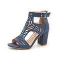 thumbnail image 1 of Womens Chunky High Heels Hollow Fish Mouth Sandals, 1 of 9