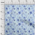 thumbnail image 2 of oneOone Polyester Spandex Turquoise Blue Fabric Beach Seashell Craft Projects Decor Fabric Printed By The Yard 56 Inch Wide, 2 of 4