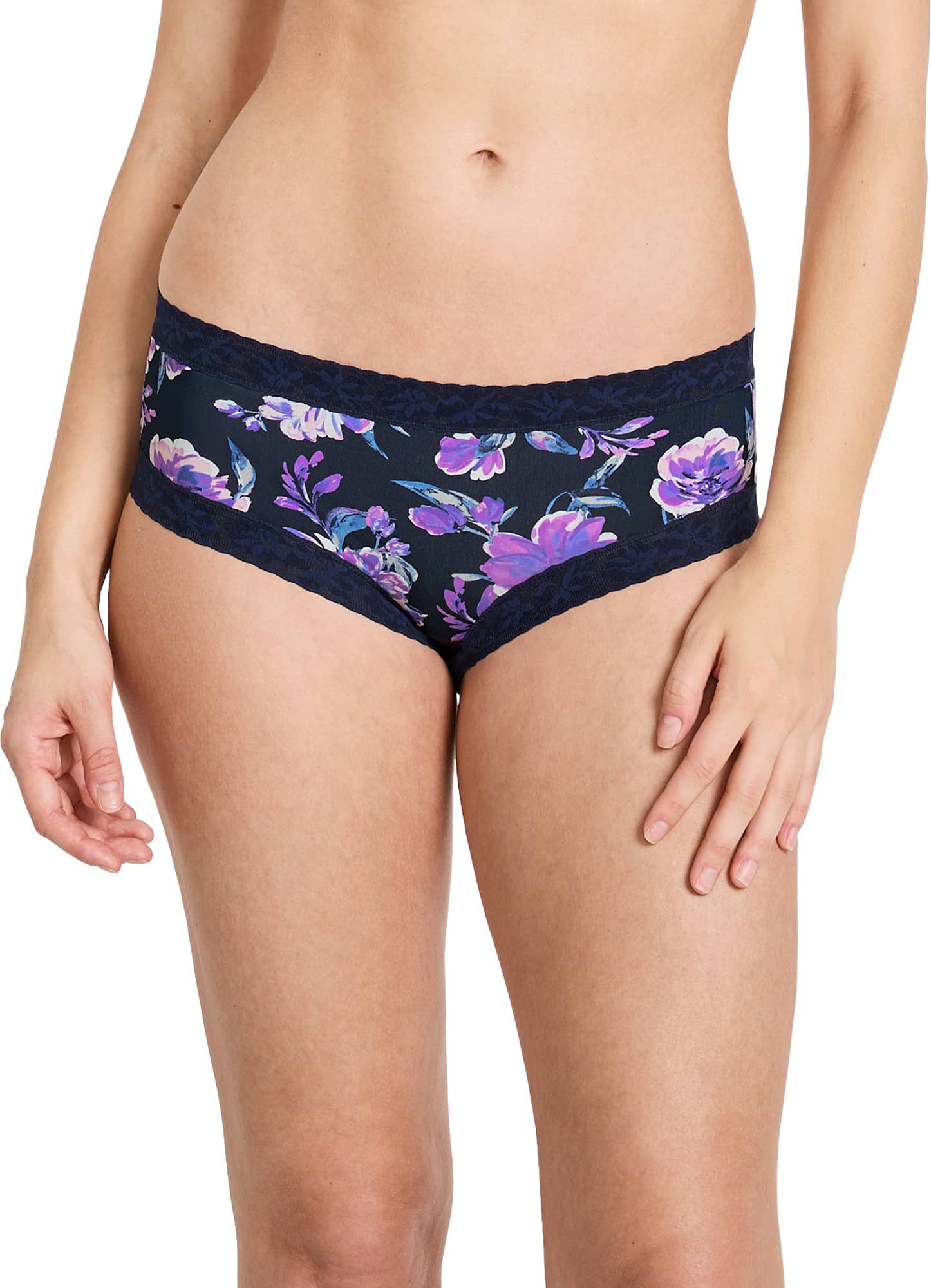 Jockey Culotte Hipster en Microfibre à Dentelle Extensible Douce