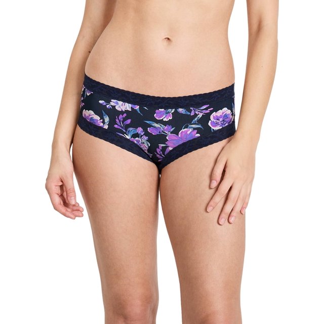 Jockey Culotte Hipster en Microfibre à Dentelle Extensible Douce