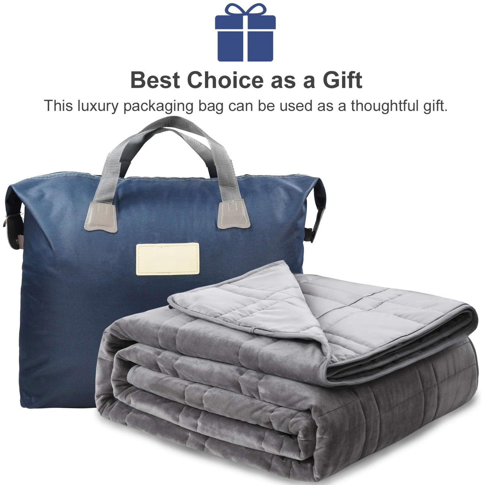 TOYTEXX 12 lb Dual-Sided Weighted Blanket, Cooling TENCEL & Plush Reversible All-Season Blanket with Glass Beads, 48 x 72 in, Gray (Twin)