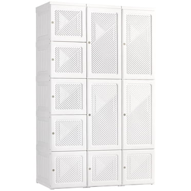HOMCOM Portable Wardrobe Folding Closet with Cube Storage, White