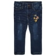 thumbnail image 1 of KIDSCOOL SPACE Little Girls Jeans,Elastic Band Inside Floral Embroidered Stretchy Soft Denim Slim Pants, 1 of 5