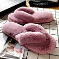 thumbnail image 2 of 1 Pair Women Slippers Thicken Furry Plush Practical Winter Flip Flops for Home, 2 of 8