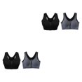 thumbnail image 4 of Youkk 2x Fit With Multiple Sizes Available Zip Front Sports Bra Seamless Construction black + gray S 2Set, 4 of 6