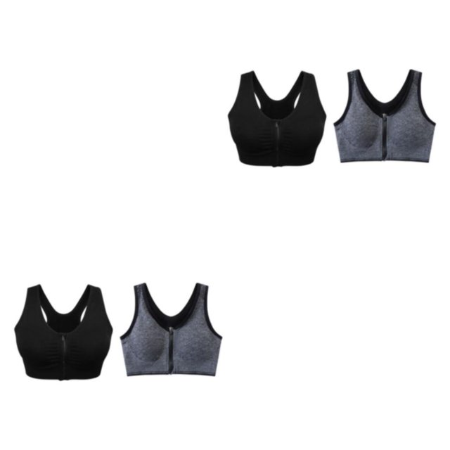 kurtrusly 2pieces Versatile Performance With Wide Application Sports Bra Seamless black + gray S 2Set