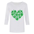 thumbnail image 4 of T-Shirt Ample à Manches Trois-Quarts et Col Rond Imprimé pour la Saint-Patrick pour Femmes, 4 of 6