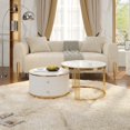 thumbnail image 4 of Noble House 27.6'' Modern 2 Pieces Round Nesting Coffee Table with 2 Drawers,White, 4 of 16