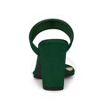 thumbnail image 2 of BLISSFUL STEP Women's Dual Clear Strap Chunky Heel Mules Slides Sandals Green 7, 2 of 7