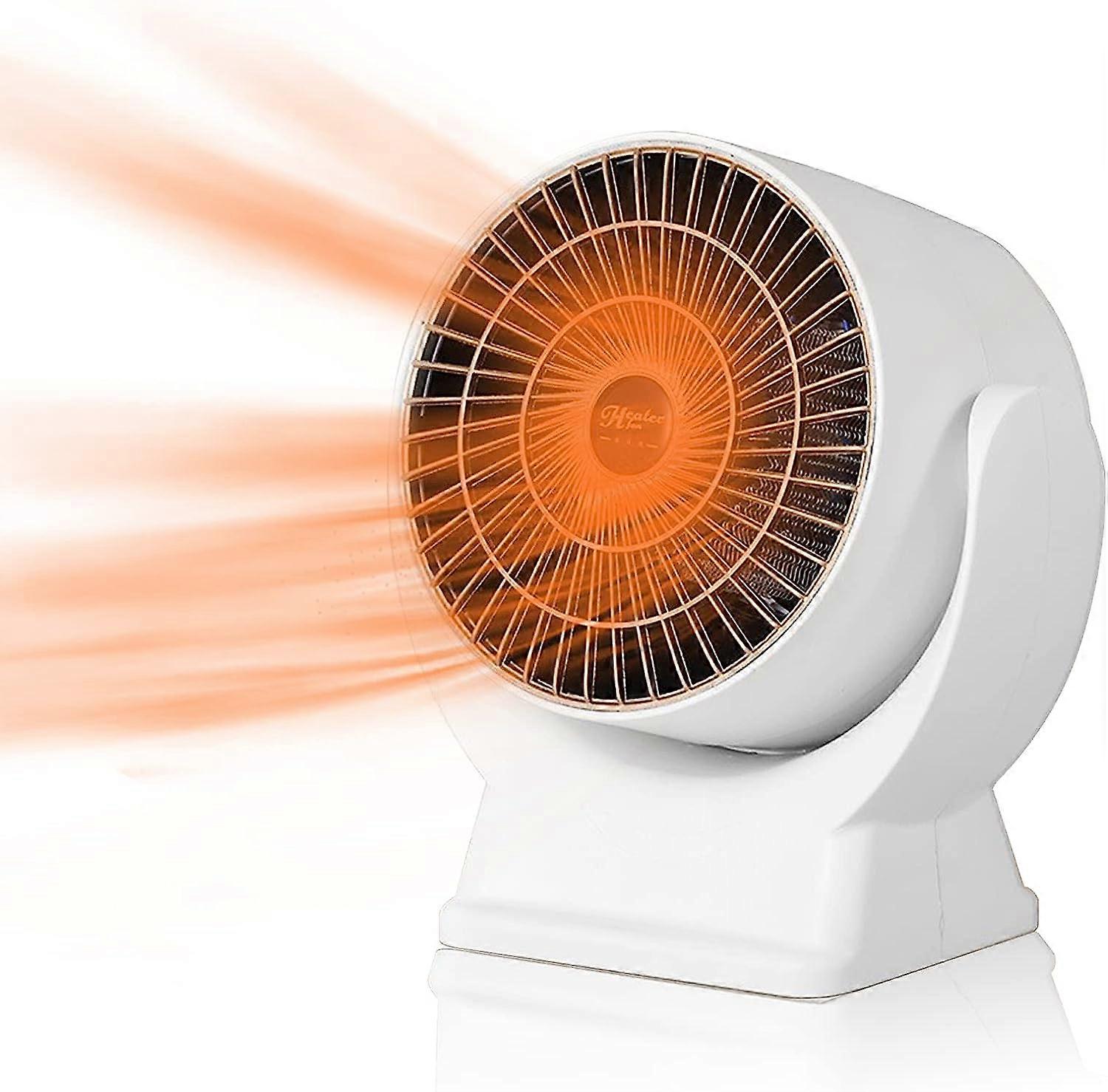 Quiet Economy Space Heater, Portable Electric Fan Heater, Mini Portable Fan Heater, 800w Fan Heater, Small Space Heater with Desktop Thermostat (White_Perfect Gift