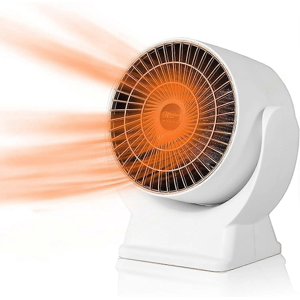 Quiet Economy Space Heater, Portable Electric Fan Heater, Mini Portable Fan Heater, 800w Fan Heater, Small Space Heater with Desktop Thermostat (White_Perfect Gift