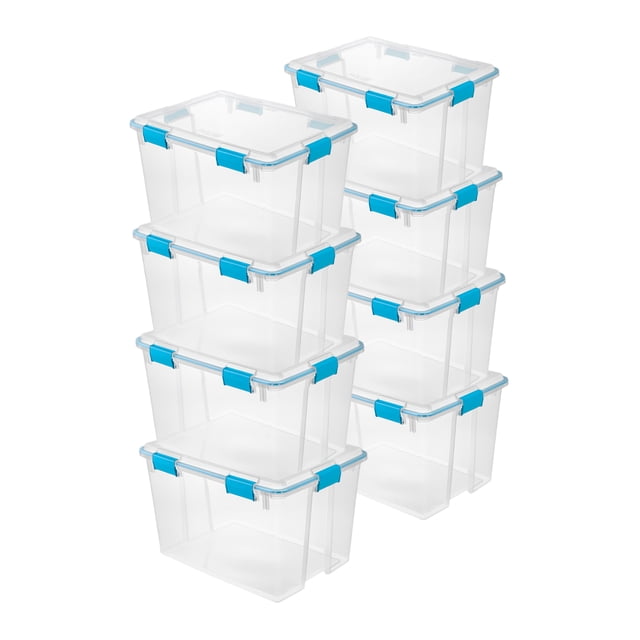 Sterilite 80qt Clear Stackable Gasket Storage Bin w/ Latch Lid, 8 Pack