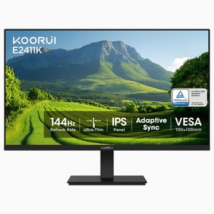 KOORUI 24 1 cm 144Hz IPS Moniteur d'ordinateur complet HD 1920 x 1080p Affichage ultra-mince avec HDMI VGA, Synchronisation adaptative, 99% SRGB, VESA 100x100mm, Soin des yeux, T