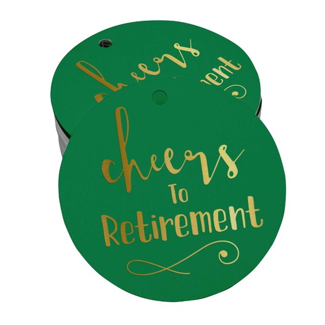 Inkdotpot Pack Of 100 Cheers To Retirement Favor Paper Tags Craft Real Gold Foil Hang Tags
