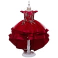 thumbnail image 2 of Robe Enfant Fille Sans Manches Robe Princesse Broderie Robe Queue Fleur Jupe Tutu Jupe Robe en Tulle Canoniques, 2 of 9