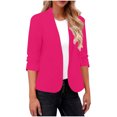 thumbnail image 1 of Women's Solid Color V-Neck Long Sleeve Casual Blouse Top Polyester Suit Jacket for Fall and Spring, 1 of 6