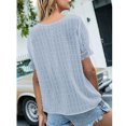 thumbnail image 3 of LSLJS T-Shirts pour Femmes Mode Femmes Décontracté Uni Manches Courtes Col en V T-Shirt en Dentelle Blouse Hauts, 3 of 8