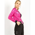 thumbnail image 4 of INSPIRE CHIC Blouson Bomber Court à Fermeture Éclair Métallique à Col Montant pour Femme, 4 of 4