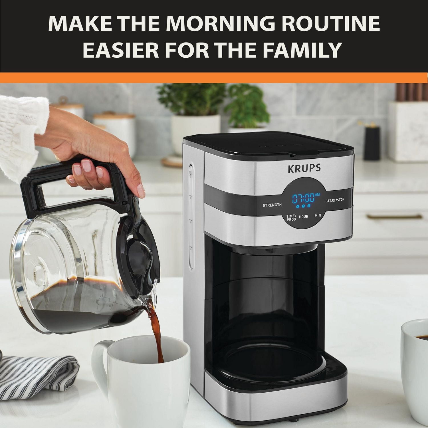 KRUPS Simply Brew Digital Screen Electric Coffee Maker, 10-Cup