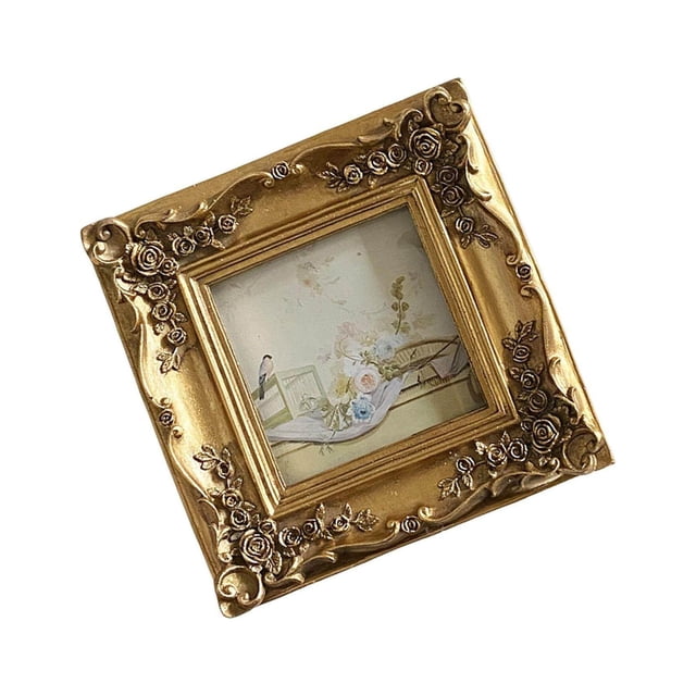 Resin 4x4 Photo Frame Desktop and hanging Retro Photo Frame Wall square Ornate Desktop Tabletop Vintage Style for Home Bedroom Decor
