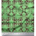 thumbnail image 1 of Soimoi Green polyester Crepe Fabric Quaterfoil Damask Fabric Prints By Yard 42 Inch Wide, 1 of 1
