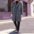 thumbnail image 4 of Yusimy Men's Slim Fit Wool Coat Mid-Length Double Breasted Solid Color Trench Coat Casual Versatile, 4 of 8