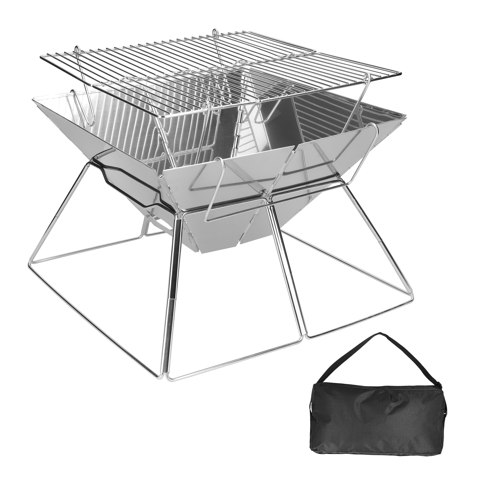 FlyFlise Charcoal BBQ Grill Portable Camping Stove Campfire Stand with Carrying Bag for Outdoor Cooking Camping Picnic Backpacking Hiking BBQ