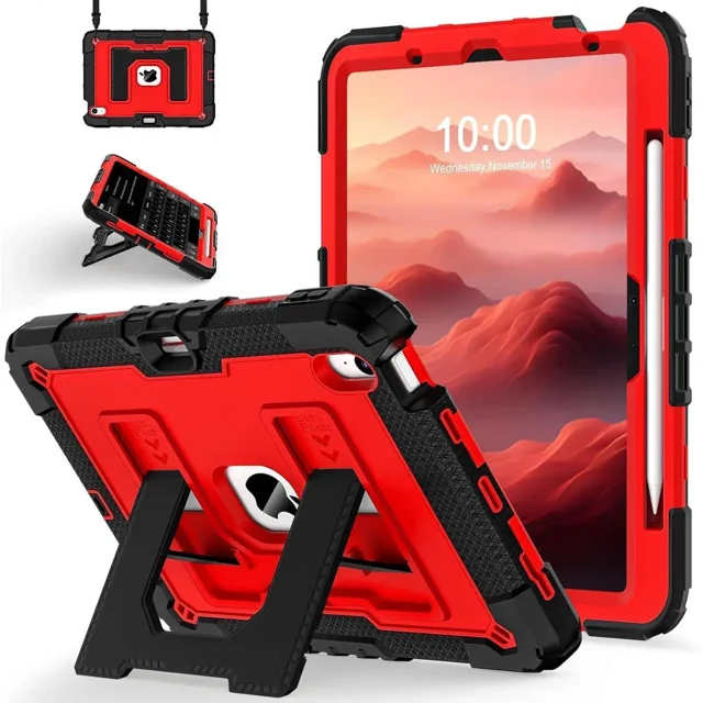 Case for iPad Air 11 Inch M3 2025 M2 2024 / iPad Air 5th 2022 / iPad Air 4th Generation 2020 10.9 Inch, Shockproof Protective Cover with Kickstand Shoulder Strap