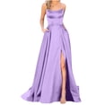 thumbnail image 1 of Pompotops Women's Solid Color Off Back Strap Long Dress Slim Off Shoulder Evening Dress, 1 of 6