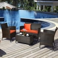 thumbnail image 4 of Costway 4PCS Rattan Patio Furniture Set Cushioned Sofa Chair Coffee Table Orange, 4 of 10