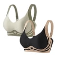 thumbnail image 1 of Yuyuzo 2PC Bras for Women Wireless Supportive Seamless Push-Up Bra Color Block Soft Everyday Bras, 1 of 2