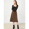 thumbnail image 4 of INSPIRE CHIC Jupe Midi Évasée Plissée en Velours à Taille Haute Élastique pour Femme, 4 of 6