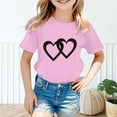 thumbnail image 2 of HNMKIU T-Shirt Graphique Tendance pour Filles Col Rond Manches Courtes Haut d'Été Décontracté pour Enfants, 2 of 5