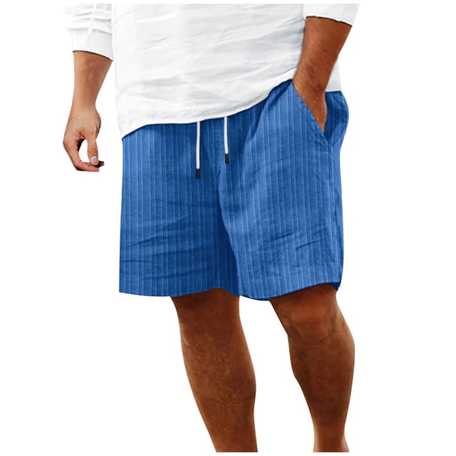 Plebaso Mens Shorts Summer Beach Shorts with Drawstring Solid Color Lightweight Vacation Pocket Shorts